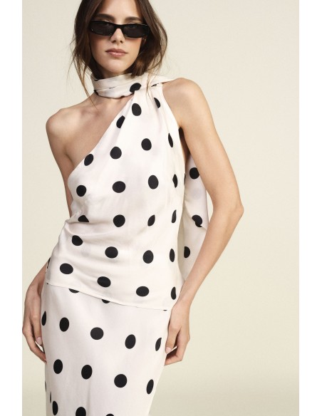 Asymmetrische top met stippen en sjaaltje Dixie