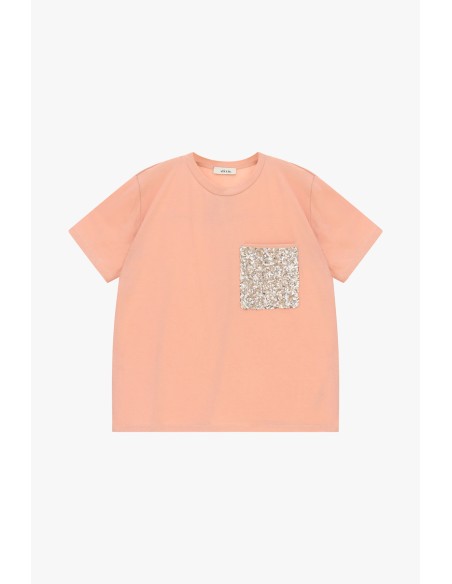 Dixie T-shirt met korte mouwen en paillettenborstzakje