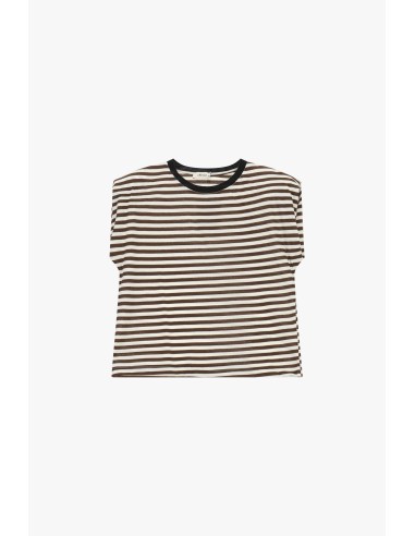 Dixie T-shirt met strepen en contrasterende ronde hals
