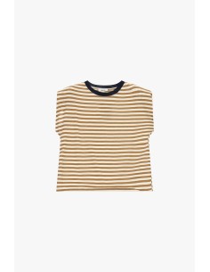 Dixie T-shirt met strepen en contrasterende ronde hals