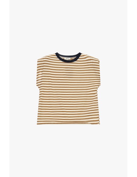 Dixie T-shirt met strepen en contrasterende ronde hals