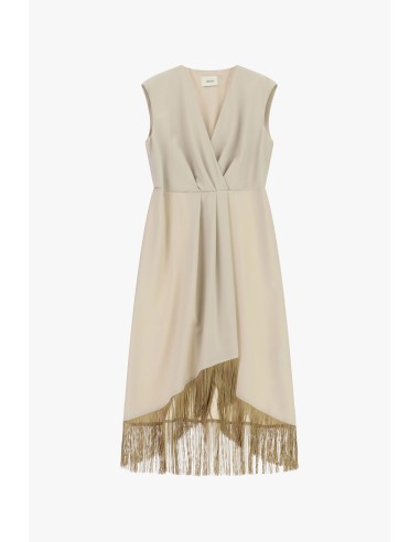 Mouwloze midi-jurk met asymmetrische franjes Dixie