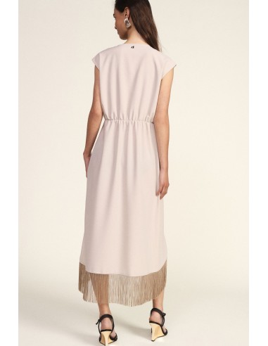 Mouwloze midi-jurk met asymmetrische franjes Dixie