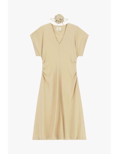 Midi-jurk met zijwaartse drapering en V-hals Dixie