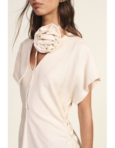Midi-jurk met zijwaartse drapering en V-hals Dixie
