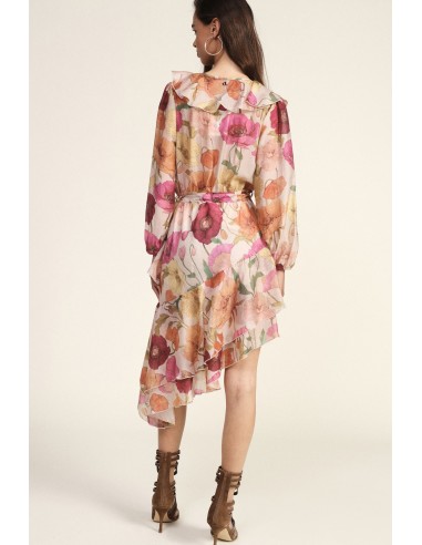 Korte wikkeljurk met bloemenprint en ruches van Dixie