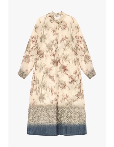 Lange jurk met bloemenprint en knopen aan de voorkant Dixie