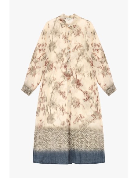 Lange jurk met bloemenprint en knopen aan de voorkant Dixie