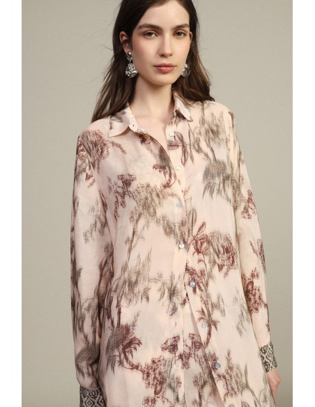 Lange jurk met bloemenprint en knopen aan de voorkant Dixie