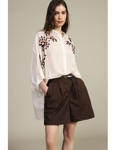 Dixie shorts met normale pasvorm, plooien en smalle tailleband