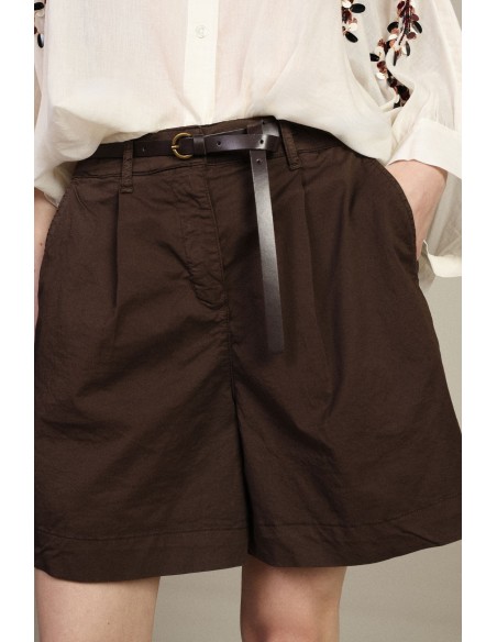 Dixie shorts met normale pasvorm, plooien en smalle tailleband