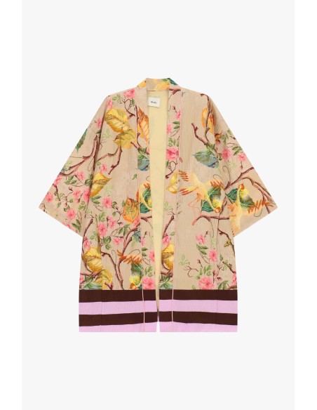Dixie dusterjas met bloemenmotief en wijde mouwen