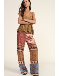 Dixie Palazzo-broek met patchworkprint en wijde pijpen