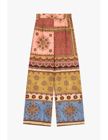 Dixie Palazzo-broek met patchworkprint en wijde pijpen