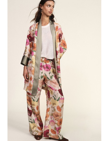 Palazzo-broek met bloemenprint en contrasterende inzetstukken Dixie