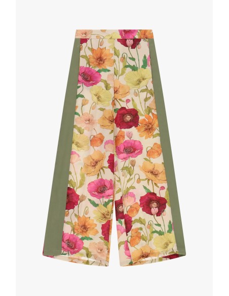 Palazzo-broek met bloemenprint en contrasterende inzetstukken Dixie