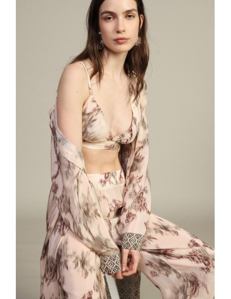Dixie driehoekige top met botanische print en dunne bandjes