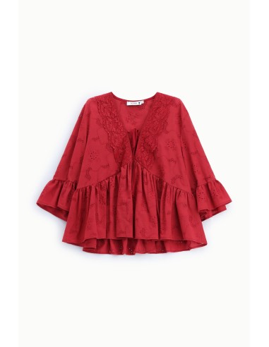 Ruime blouse met volantmouwen en een knoop aan de voorkant Please