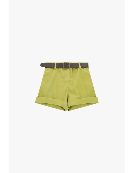 Regular-fit shorts met tailleband en omslag Please