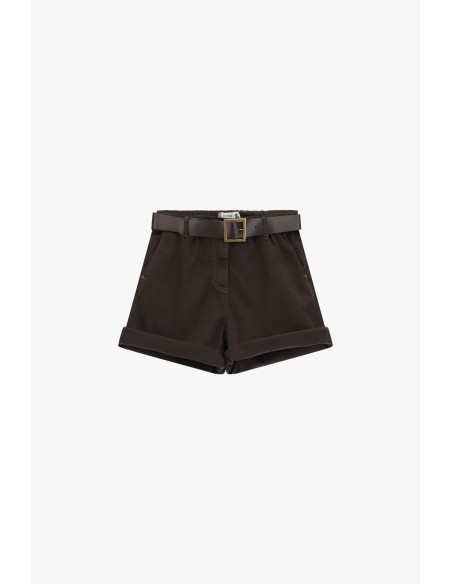 Regular-fit shorts met tailleband en omslag Please