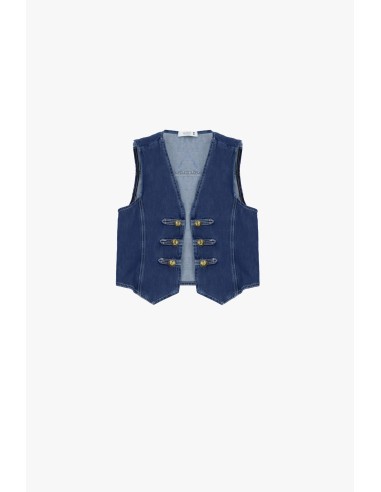 Mouwloos denimgilet met sluitingen aub