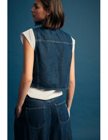 Mouwloos denimgilet met sluitingen aub