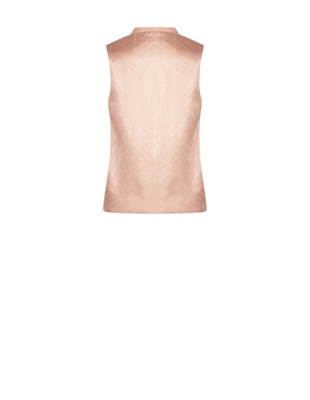 Ruimvallende getailleerde blouse van gelamineerd satijn met strasssteentjes Rinascimento