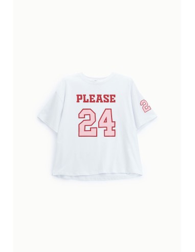 Ruim T-shirt met print op de voorkant en mouw, alstublieft
