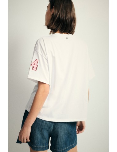Ruim T-shirt met print op de voorkant en mouw, alstublieft