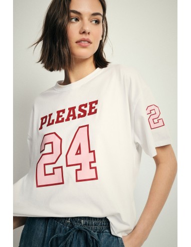 Ruim T-shirt met print op de voorkant en mouw, alstublieft