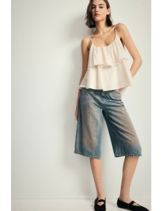 Cropped jeans met vijf zakken en wijde pijpen, alstublieft