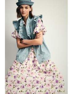Lange jurk met bloemenprint en riem Please