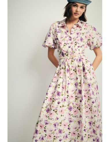 Lange jurk met bloemenprint en riem Please