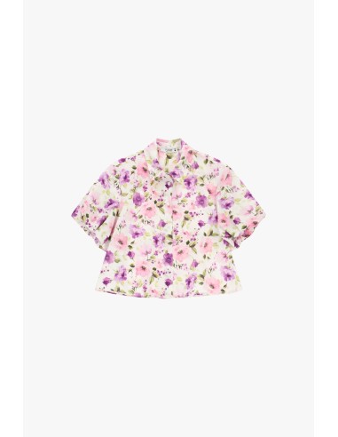 Cropped bloemenblouse met korte mouwen alstublieft
