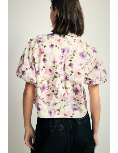 Cropped bloemenblouse met korte mouwen alstublieft
