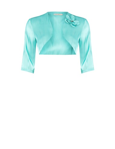 Rinascimento Curvy satijnen bolero-schouderbedekker met bloem en strass-steentjes