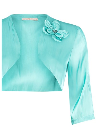Rinascimento Curvy satijnen bolero-schouderbedekker met bloem en strass-steentjes