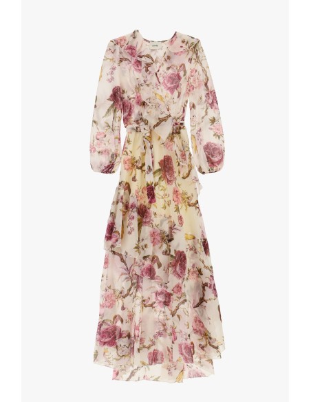 Lange jurk met bloemenprint en volant Dixie