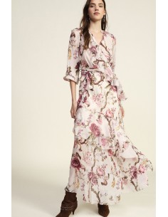 Lange jurk met bloemenprint en volant Dixie