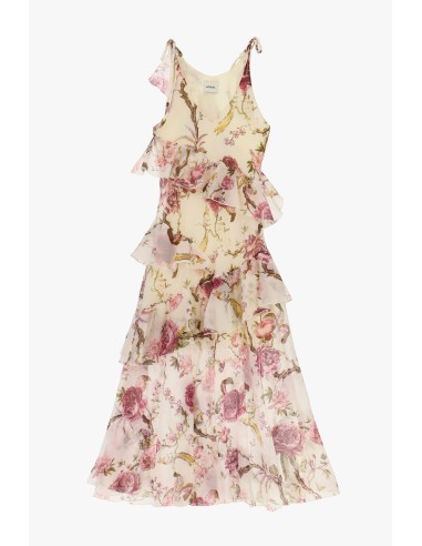 Lange jurk met bloemenprint en ruches Dixie