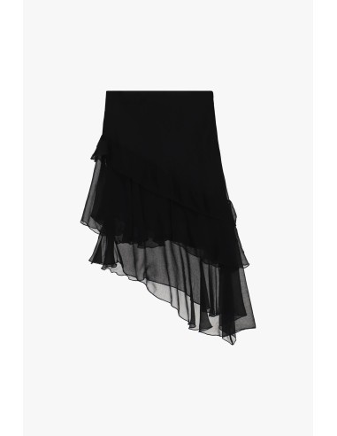 Asymmetrische rok met dubbele laag ruches Dixie