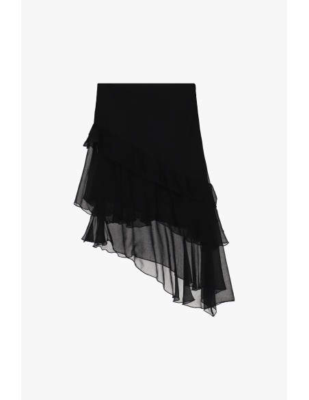 Asymmetrische rok met dubbele laag ruches Dixie