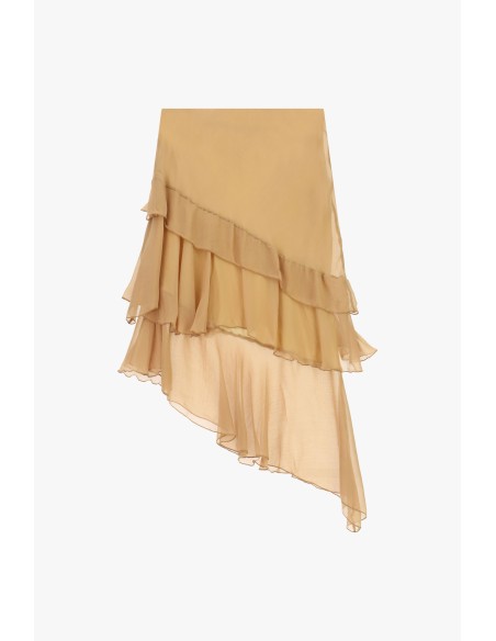 Asymmetrische rok met dubbele laag ruches Dixie