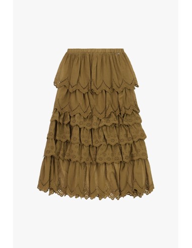 Dixie rok met volants en opengewerkte borduursels