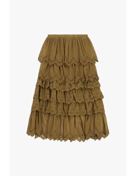 Dixie rok met volants en opengewerkte borduursels