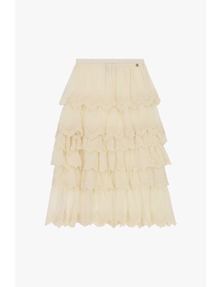 Dixie rok met volants en opengewerkte borduursels