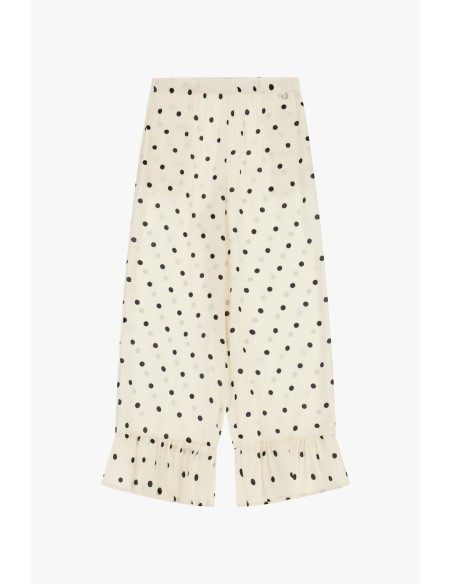 Dixie cropped broek met stippen en volant aan de onderkant