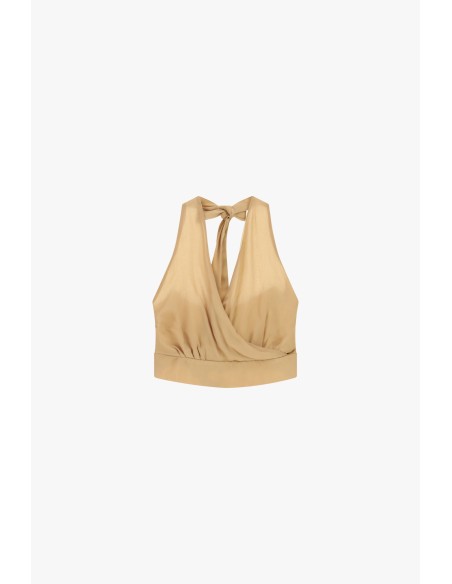 Korte top met halterhals en strik Dixie
