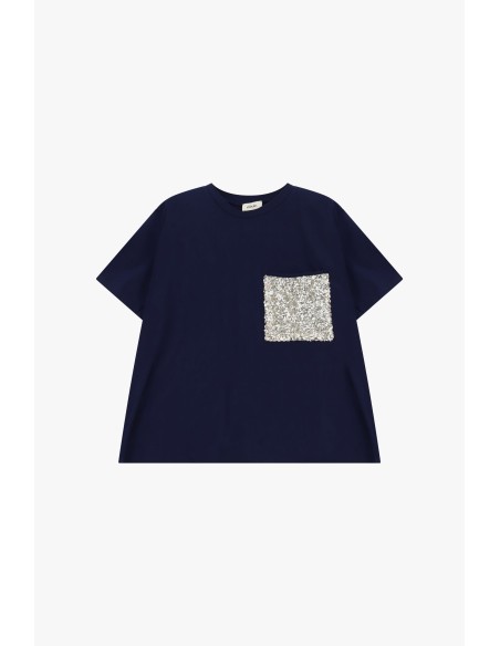 Dixie T-shirt met opgestikt zakje met pailletten