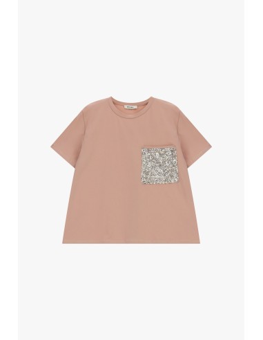 Dixie T-shirt met opgestikt zakje met pailletten